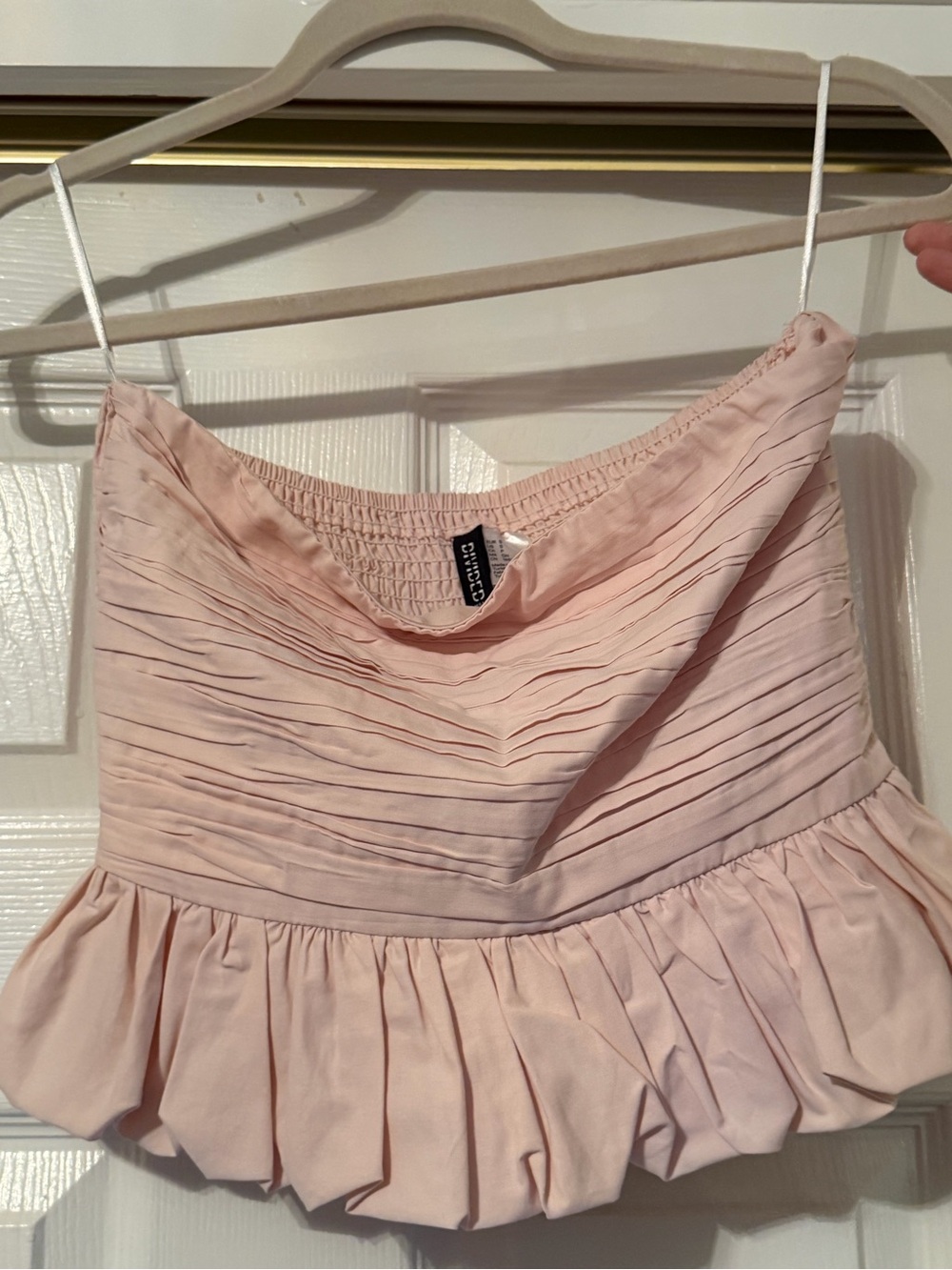 H&M Blush Pink Pleated Ruffle Crop Top